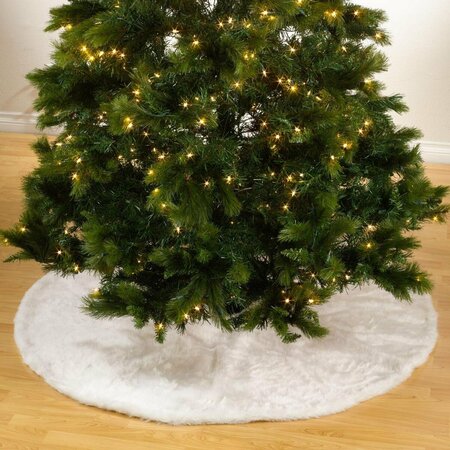 TISTHESEASON SARO  56 in. Round Noel Blanc Faux Fur Design White Holiday Christmas Tree Skirt - White TI2491503